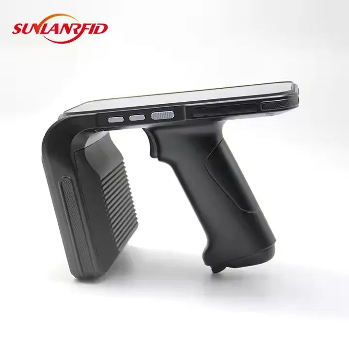 SLP-05 handheld Android UHF RFID reader and barcode scanner with large screen.