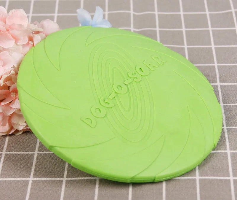 Dog anti-bite training frisbee and interactive bite ring in orange and green plastic sizes medium large trumpet