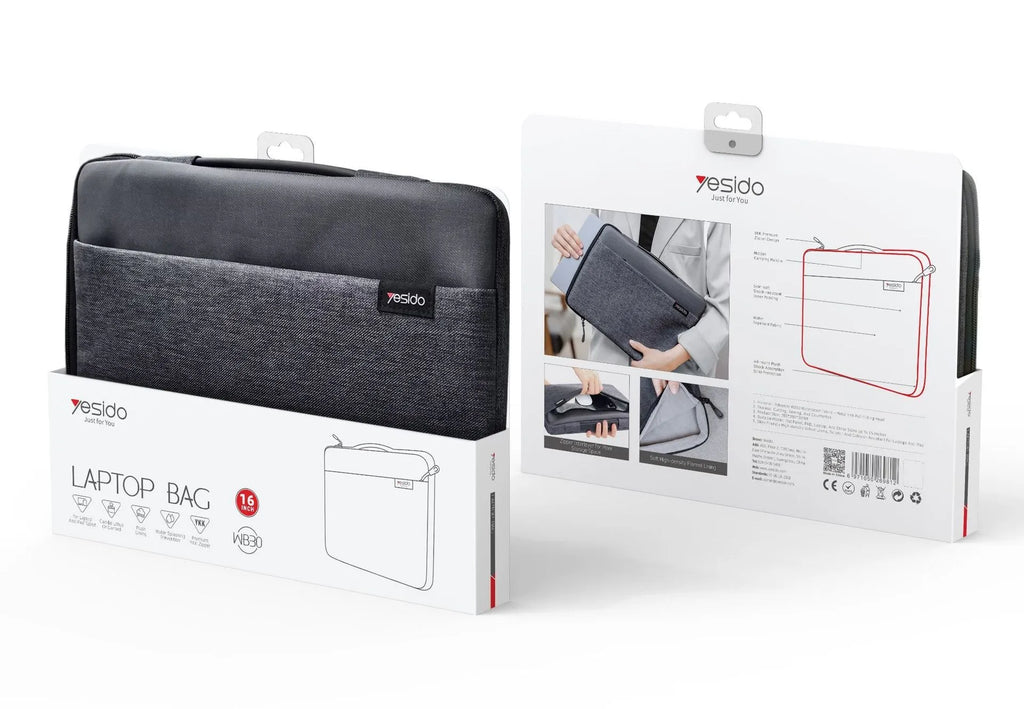 Portable laptop sleeve in 14 inch and 16 inch sizes, polyester outer, polyester cotton lining, solid colour unisex notebook bag