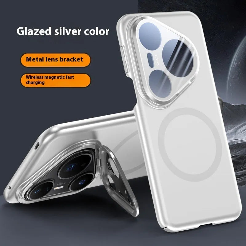 Huawei P80 Pro magnetic phone case with frosted black PC shell showing integrated circular magnet on back