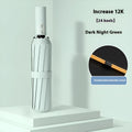 Large manual folding umbrella open, showing plus-sized canopy in one of eight available colours.