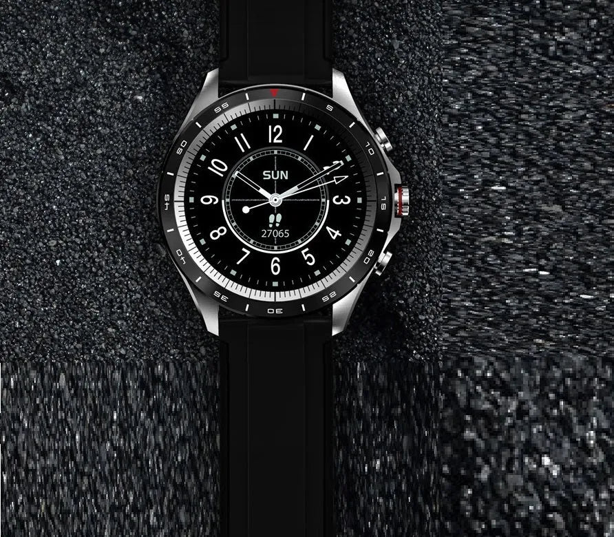 Men's smart bracelet watch with zinc alloy screen and silicone wristband in black, blue, or grey colour