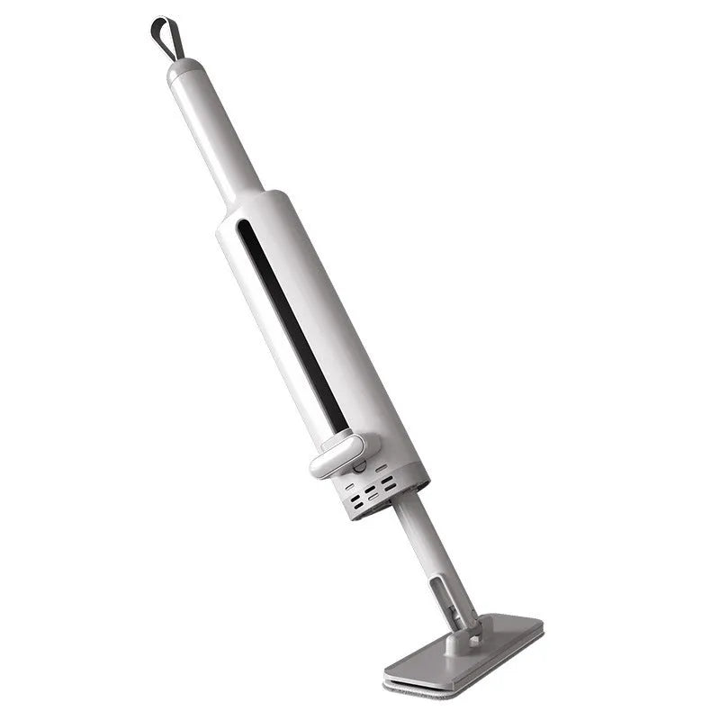 Pink rotatable self-squeeze mini flat mop with microfiber pad and sliding rod mechanism