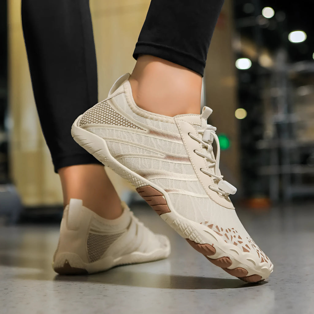 Lycra fabric unisex water shoes for beach running and upstream sports, shown in A826 beige colour.