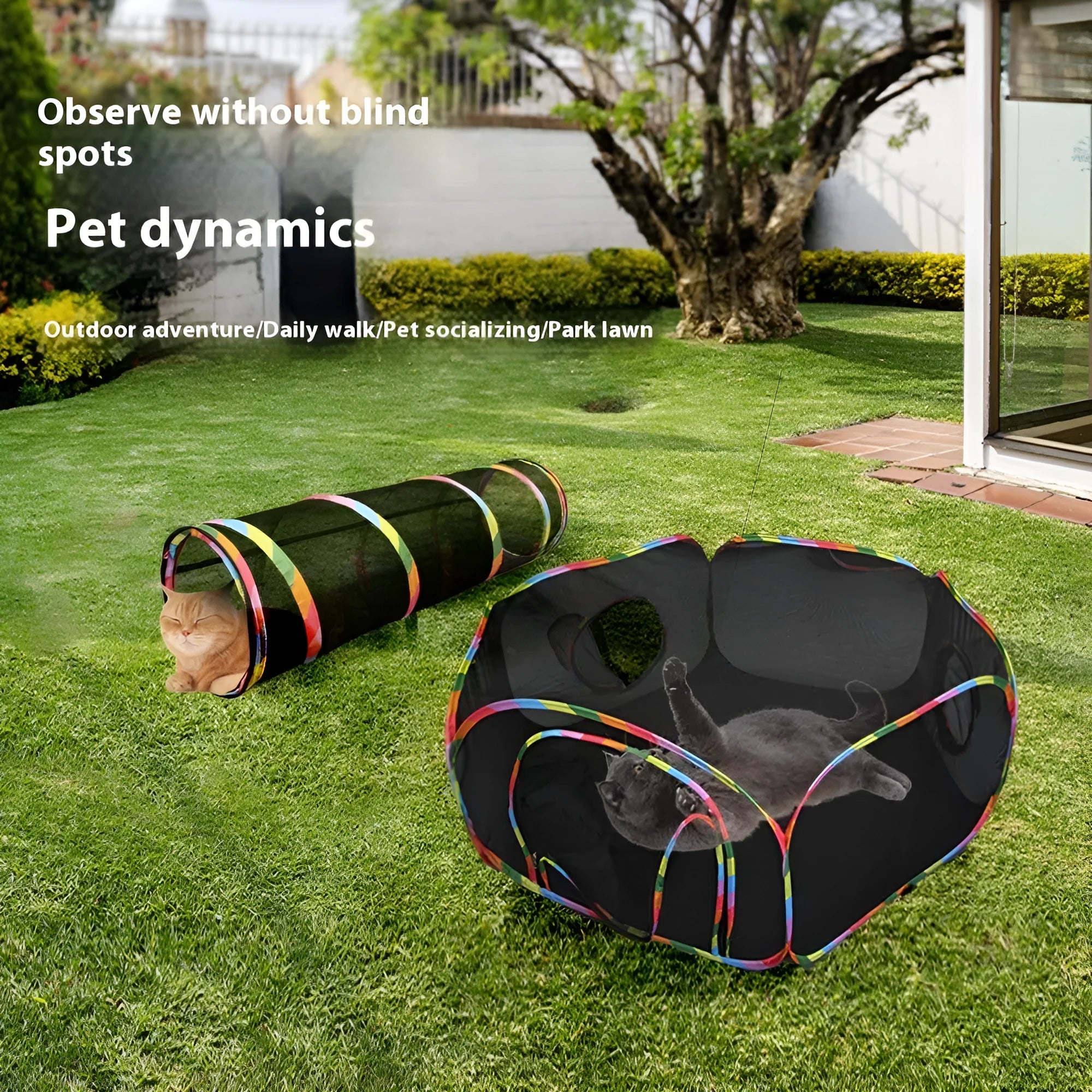 Foldable mesh cat cage in one of five style options with included cat nest toy
