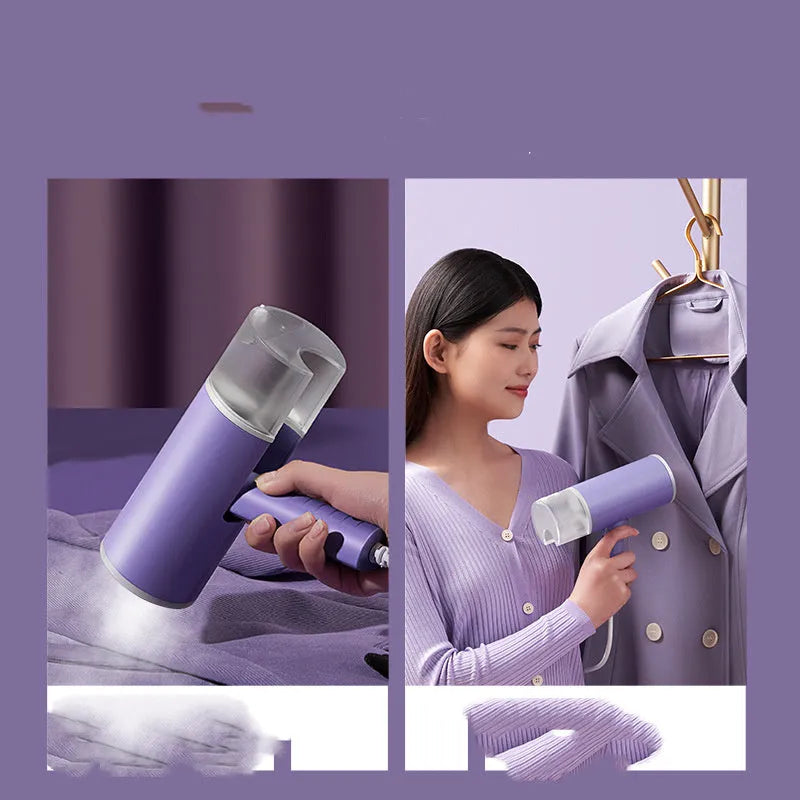 Foldable portable steam iron handheld garment steamer with 130ml water tank in purple or emerald colour