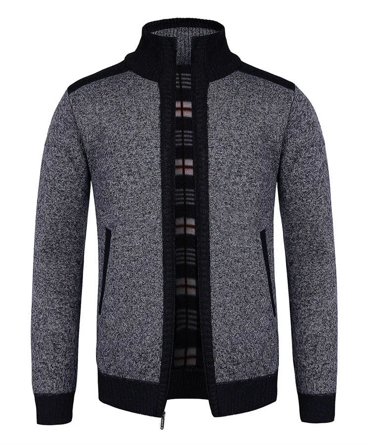 Mens loose fit plus size winter cardigan in cotton blend, available in five colours, sizes S to 2XL.