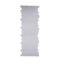 Stainless steel cake scraper with a polygonal pattern for texturing frosting, shown with six style options.