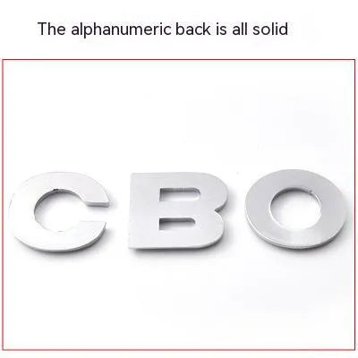 Metal 3D car bumper sticker with raised English letter on vehicle surface