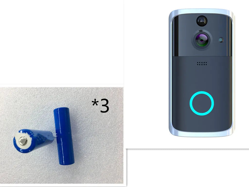 Wireless WiFi video doorbell camera with 32GB TF card, PCB body, black or silver, night vision