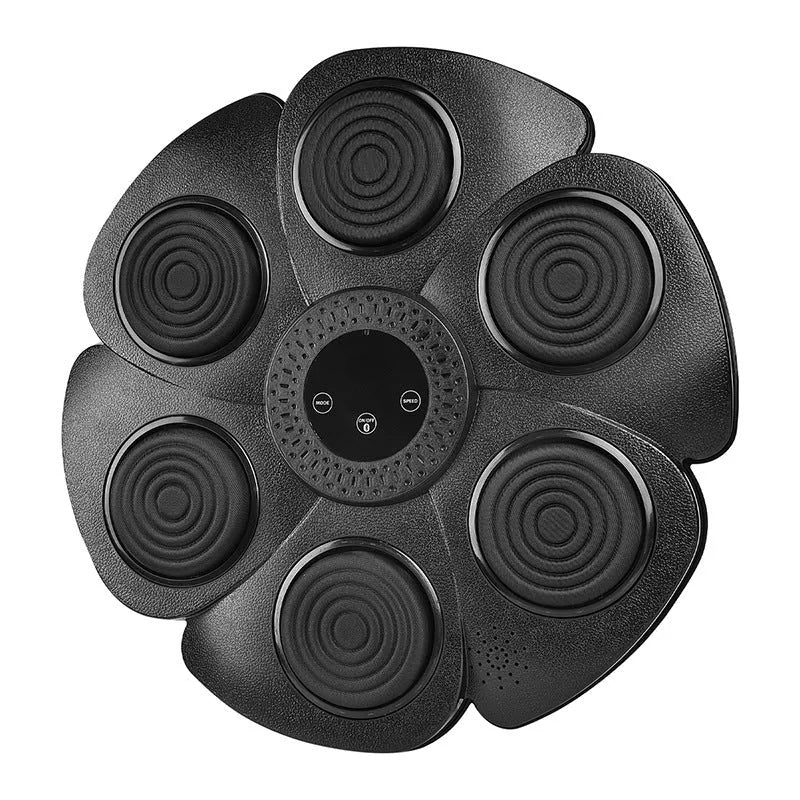 Black plastic smart boxing wall target with LED lights and a half-finger boxing glove.