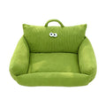 Blue cartoon big eye pet nest bed for small dog or cat on a sofa