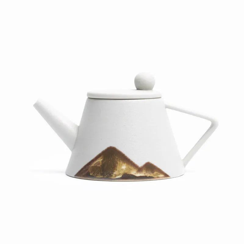 Black ceramic single teapot with underglaze colour finish in retro Japanese household style