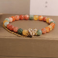 Crystal bracelet with Fu Lu Shou V-shaped zircon charm in cartoon style for women