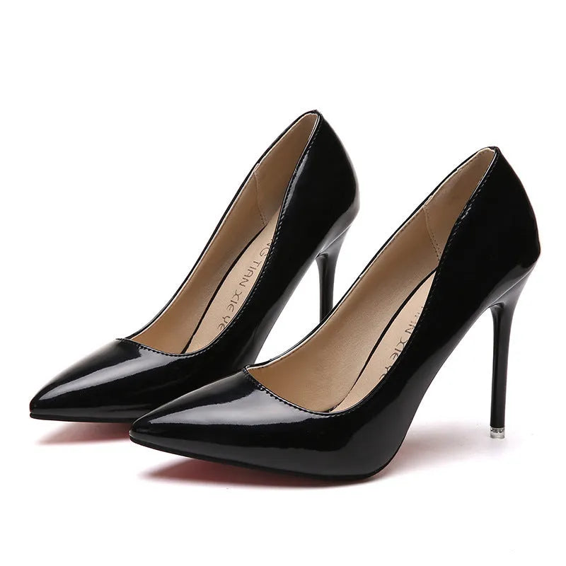 Women's pointed toe stiletto heel pumps in apricot colour with super high heel