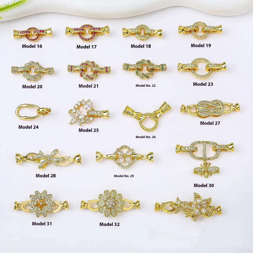 Small gold colour pearl necklace buckle with electroplated finish for jewellery making