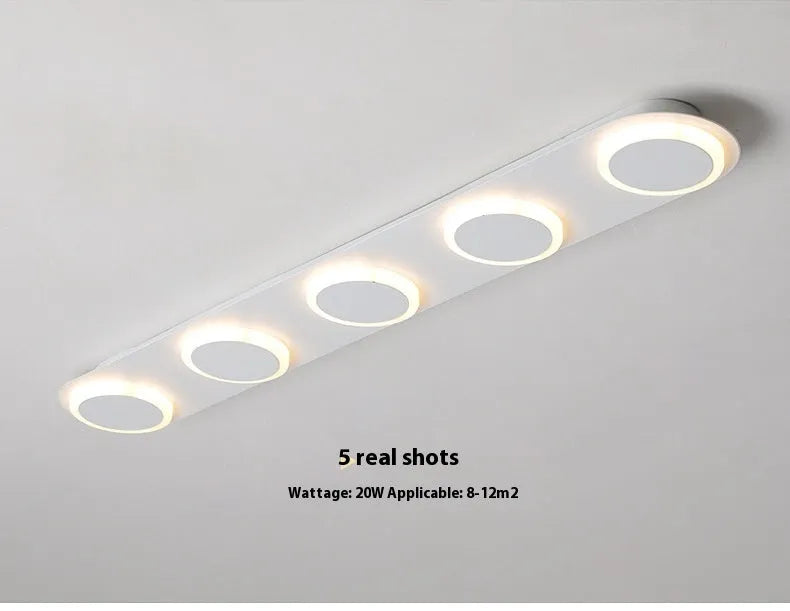 Strip ceiling lamp matte white 3 heads iron acrylic shade mounted on hallway ceiling