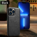 Business patch leather phone case side patch design for iPhone in black, blue, brown, red colours