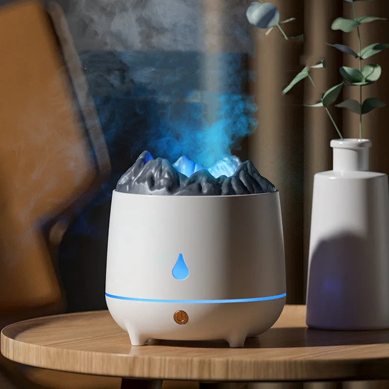 Volcanic mountain design ultrasonic humidifier in black colour with USB cable