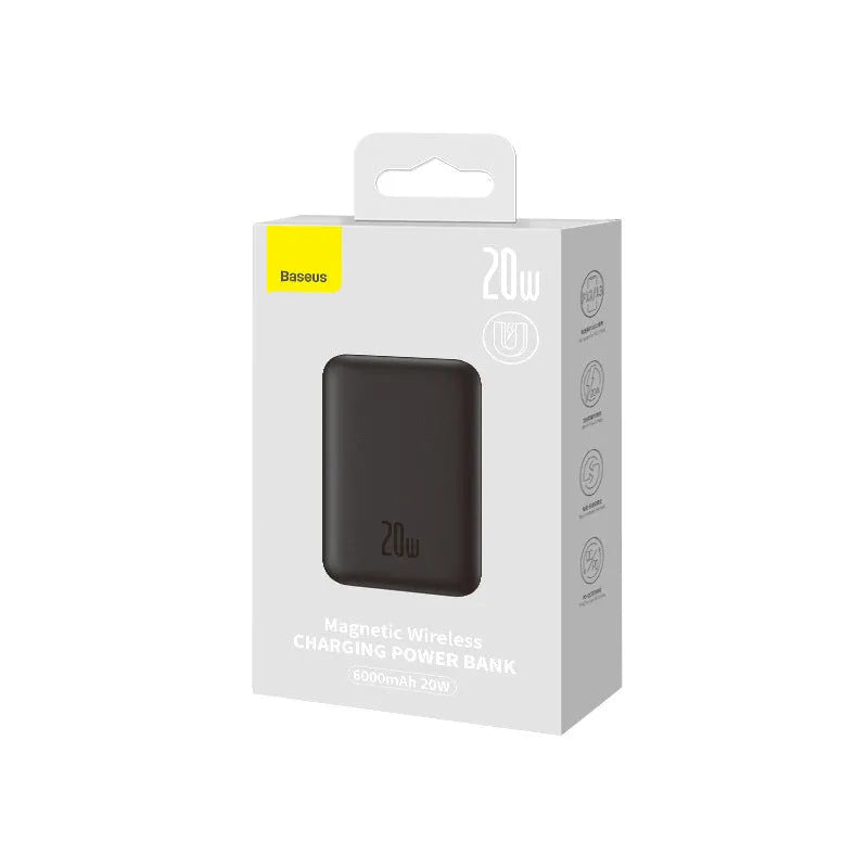 Magnetic wireless power bank in black, 10000mAh, with USB-C and 15W wireless charging