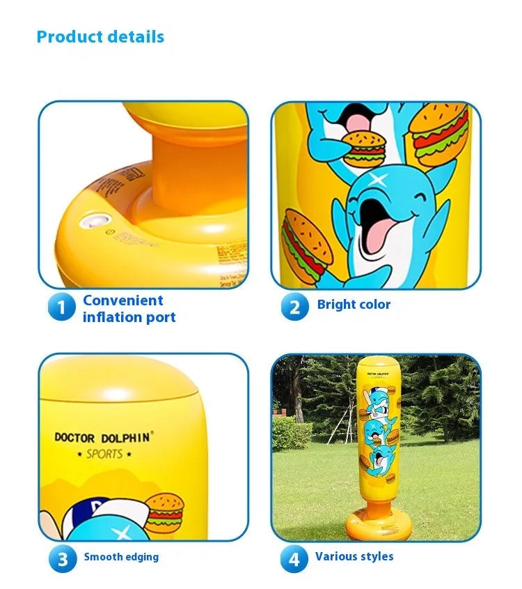 Yellow inflatable boxing column sandbag for sports fitness training with 120cm height