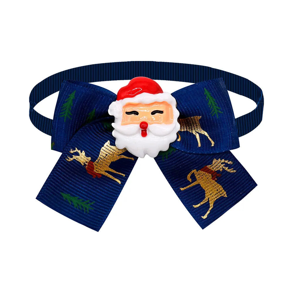 Red and green Christmas pet bow tie with British-style design for dogs and cats