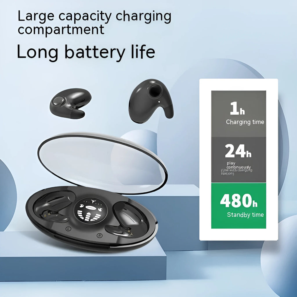 Black, white or skin in-ear Bluetooth 5.3 headset, mini lightweight plastic earphone with 10m range.