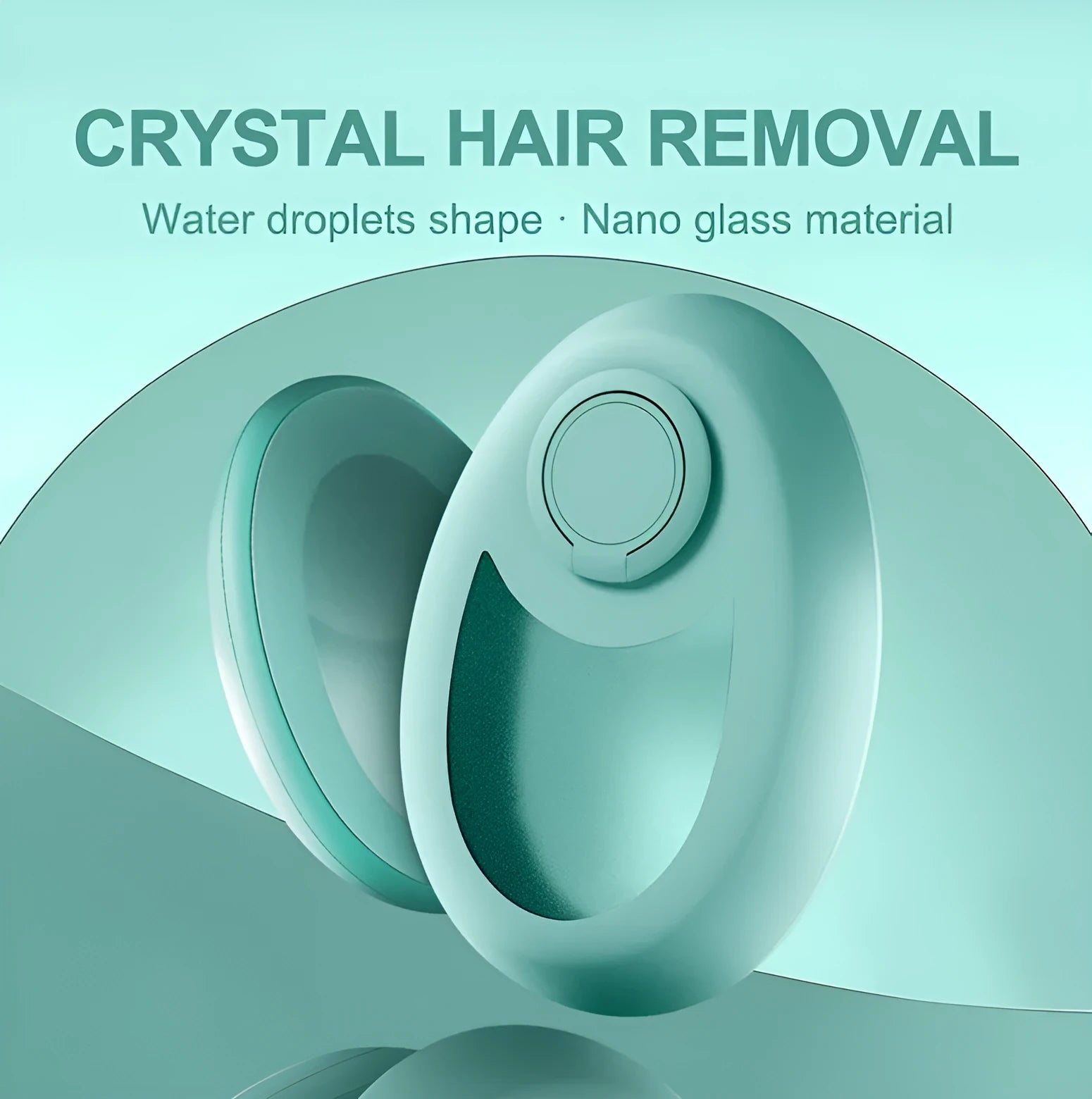 CJEER crystal hair removal device showing nano-glass surface and metal finger ring on compact flat tool