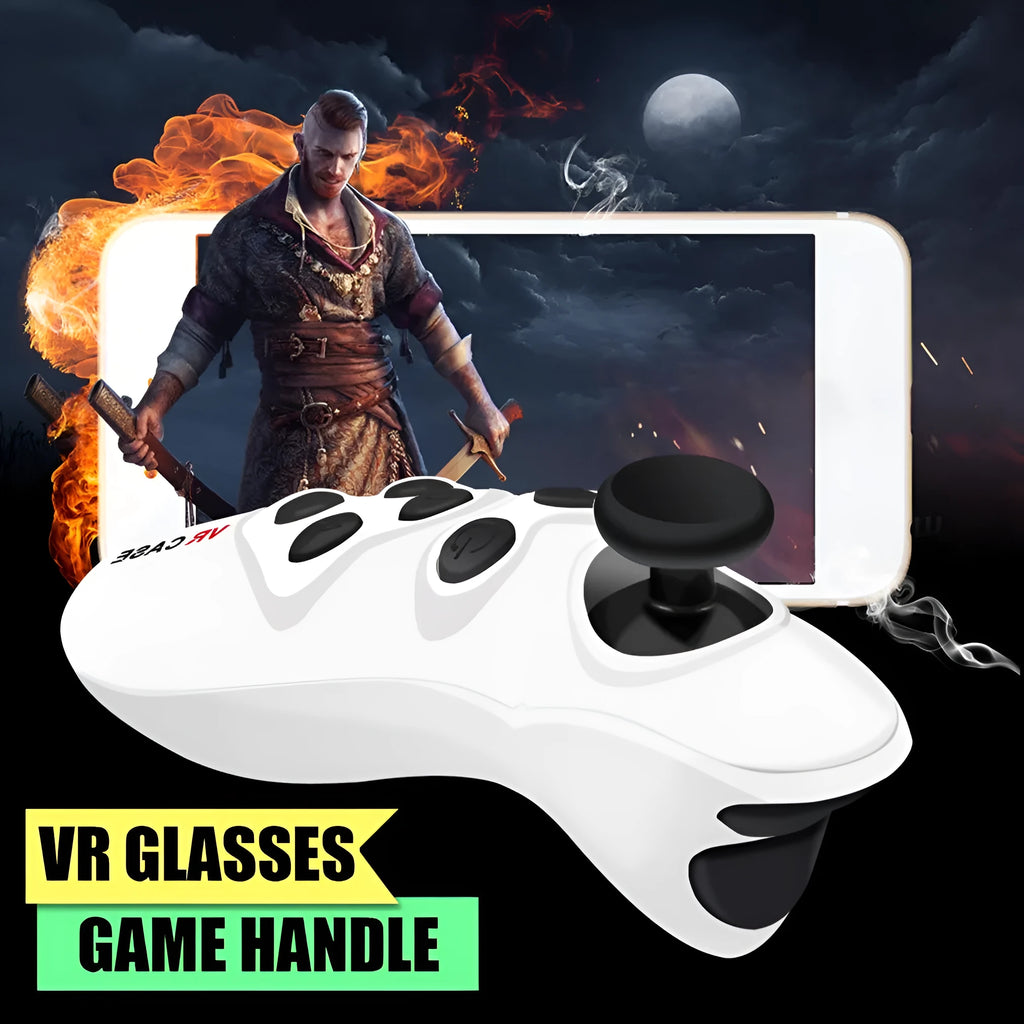 White head mounted VR glasses with 720p screen and Bluetooth handle for Android iOS