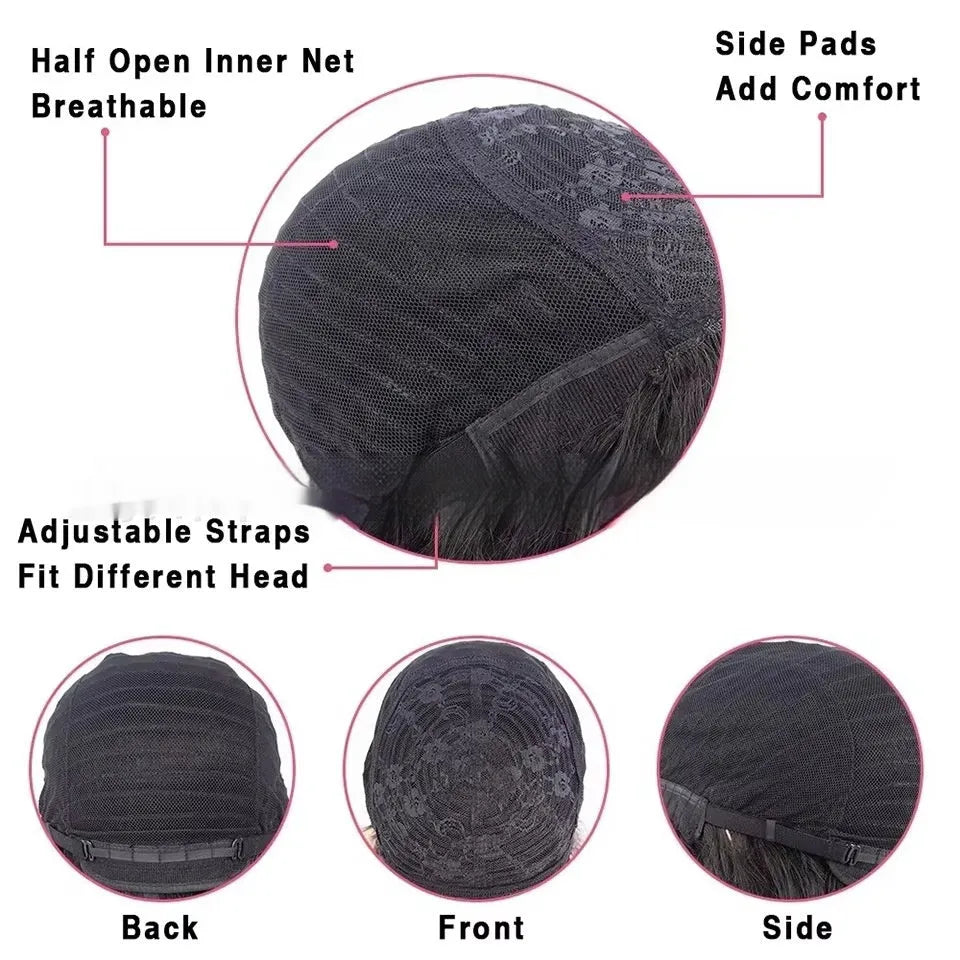 Women's natural colour full lace human hair wig on a stand, showing long length and full lace cap.