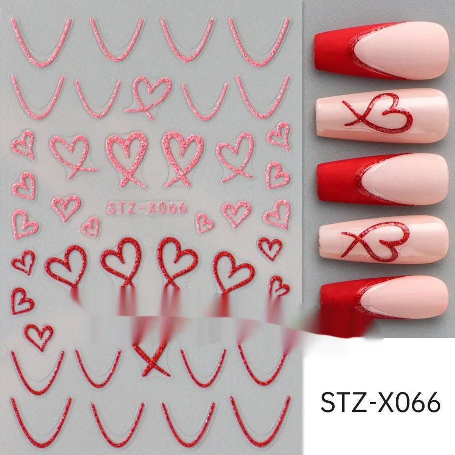 Black and silver striped cartoon pattern nail stickers with plastic application tool