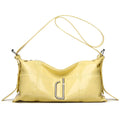 PU leather oil wax crack pillow crossbody bag in beige with single strap
