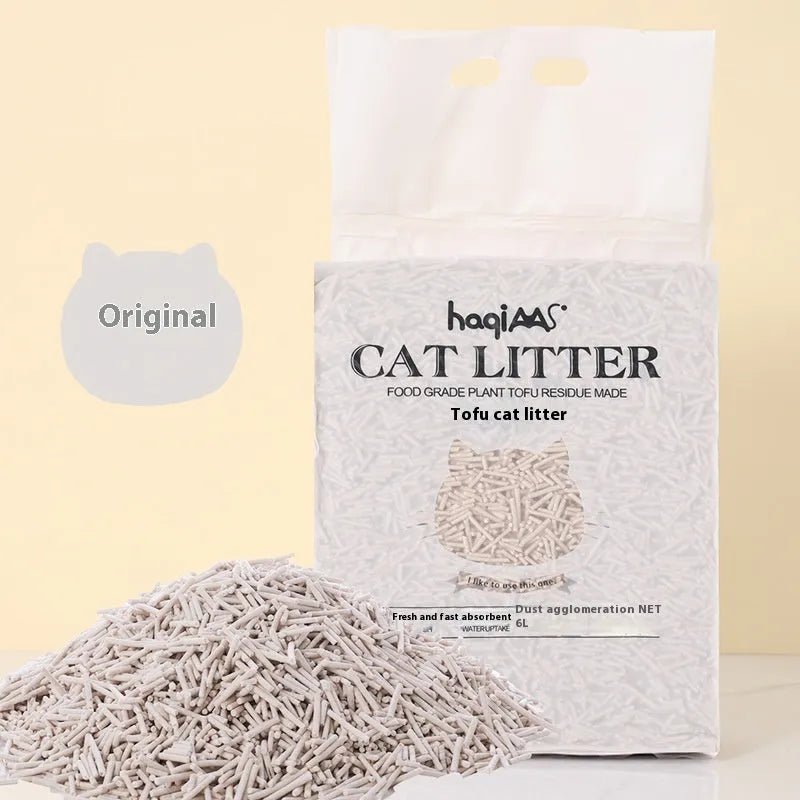 Tofu cat litter 6L green tea 4.6kg bag, plant-based soybean curd residue litter, 20cm x 6cm x 38cm pack