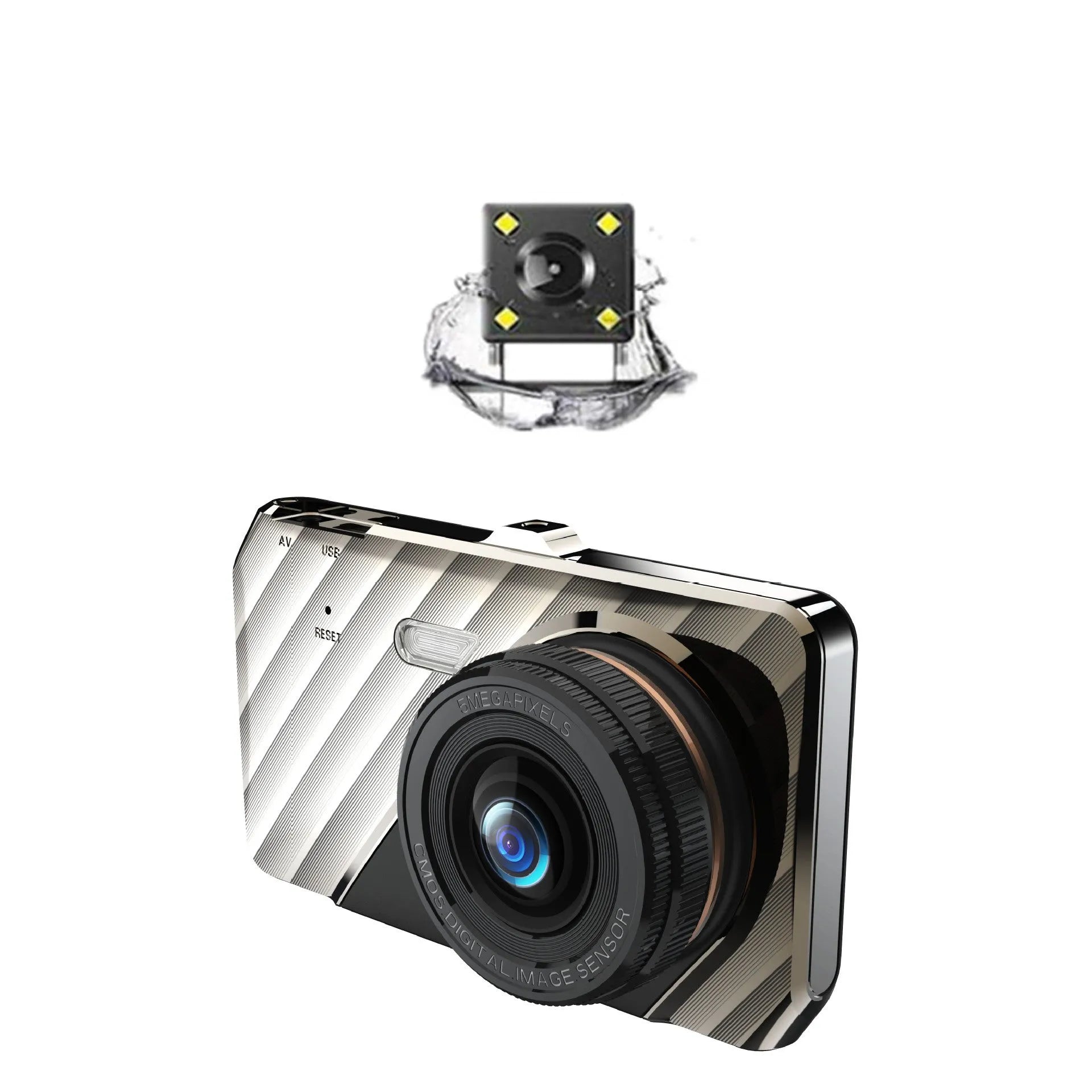 4 inch front and rear dual lens dashcam with touch screen display in colour match finish