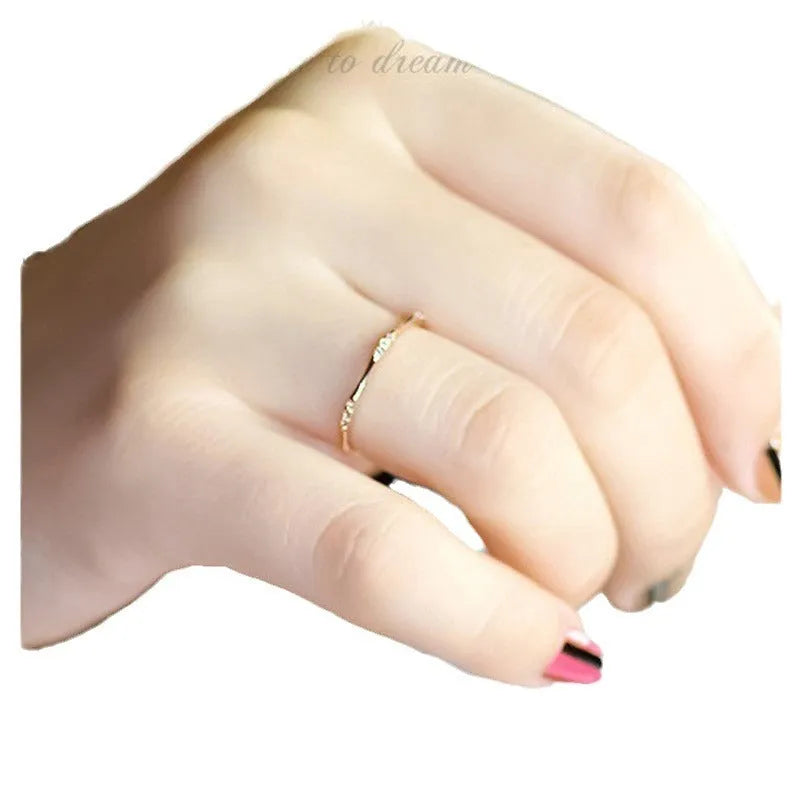 18K gold plated copper ring with 9 diamonds in geometric shape, women's style, silver gold or rose gold
