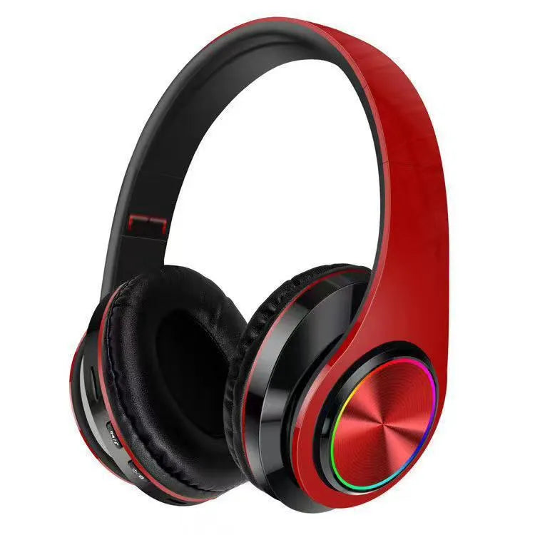 Wireless Bluetooth gaming headset in black with head-mounted design and breathing light effects