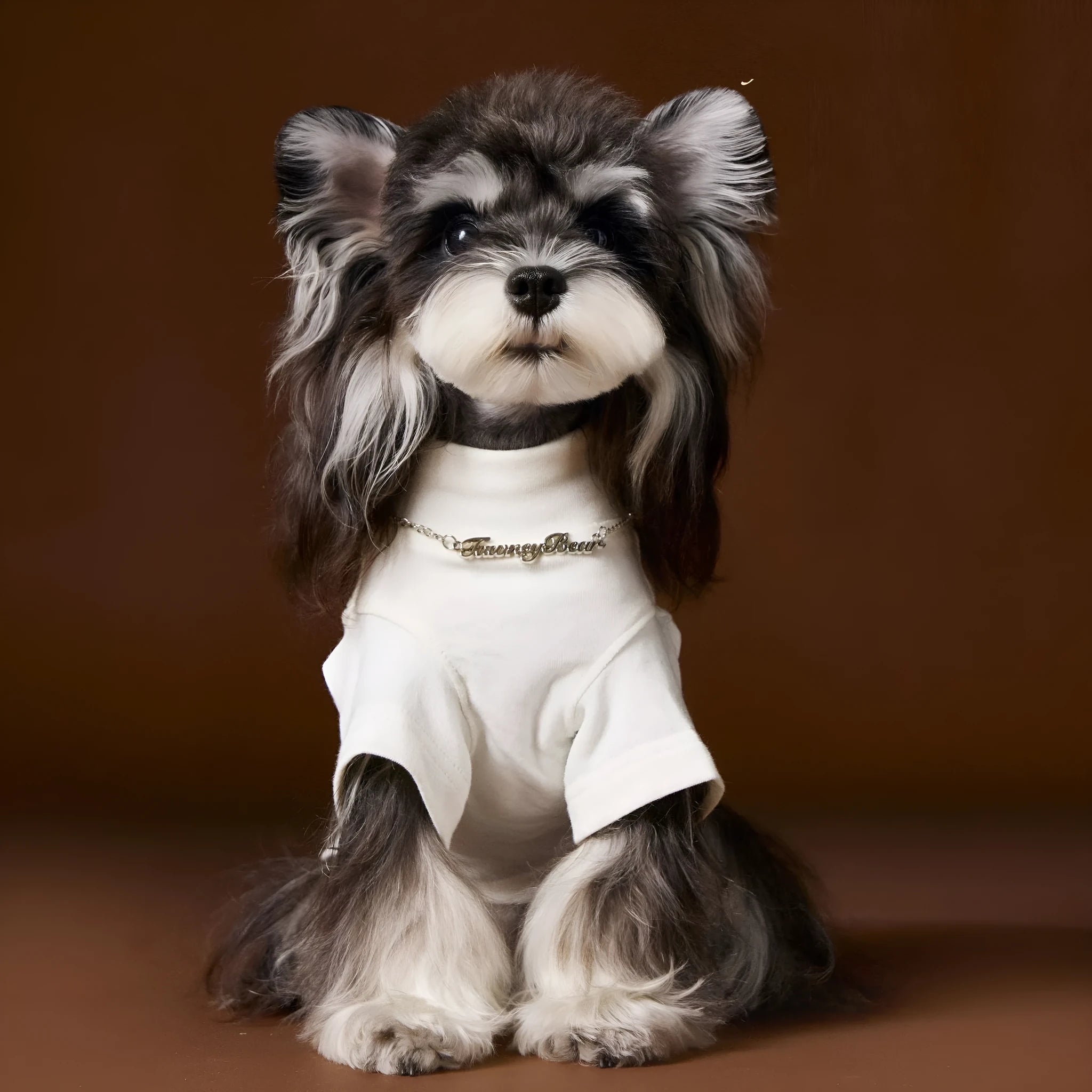 Teddy Schnauzer Bear style solid colour bottom shirt two leg necklace inner coat for dogs in white black and gray