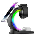 4 in 1 magnetic wireless charger fast charging station with RGB atmosphere light for iPhone AirPods Watch in black and white