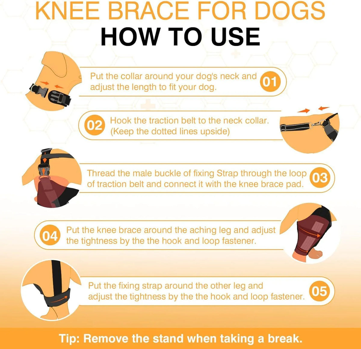 Dog leg protector knee brace auxiliary belt in sizes S M L for pet joint protection