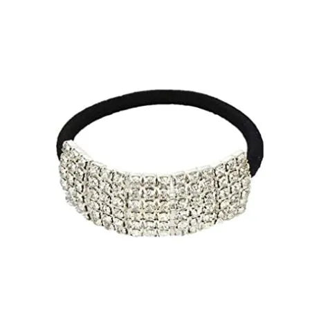Set of three silver rhinestone hair rings with white crystal detail for women, Fashion OL style