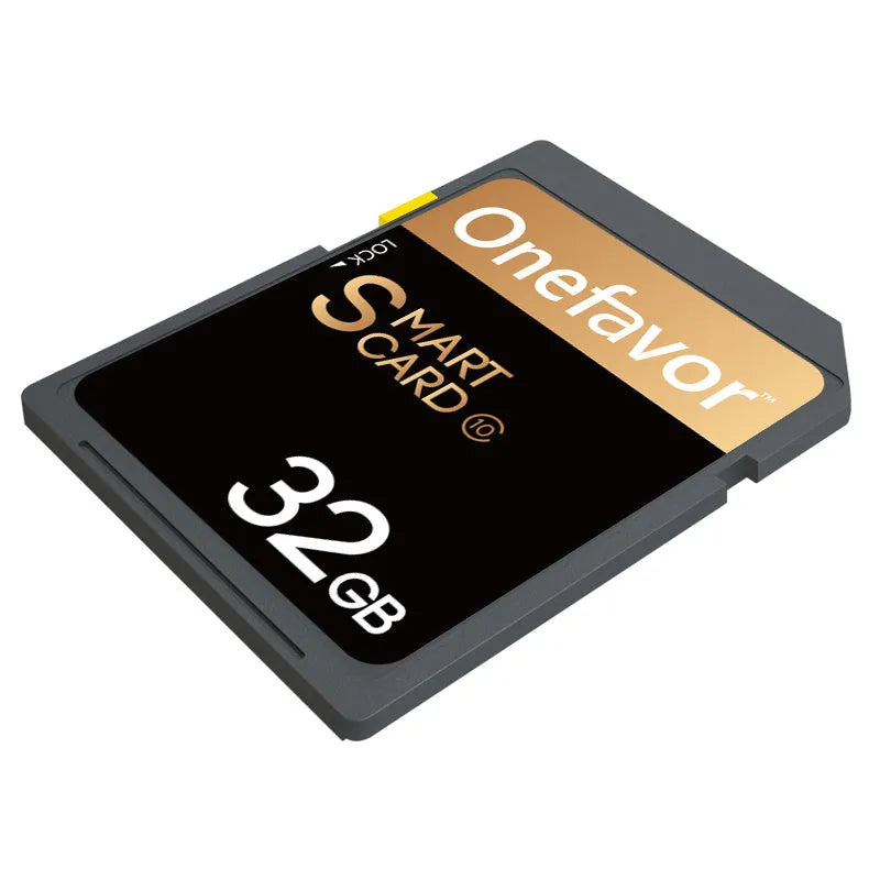 SD to PCMCIA adapter card with stainless steel housing next to a 32GB SDHC card for Mercedes-Benz vehicles
