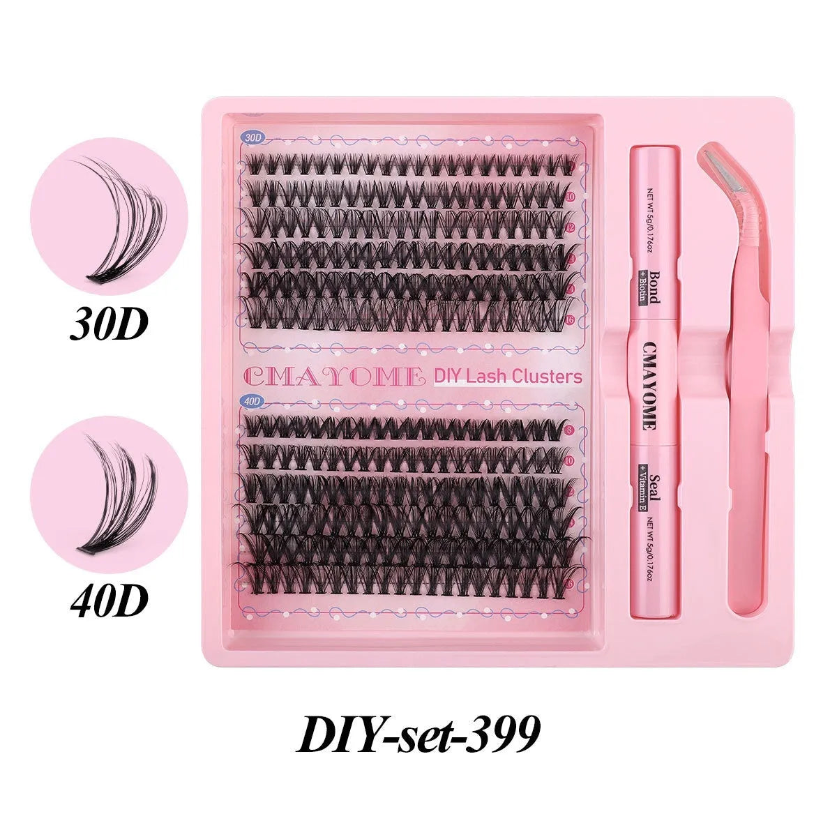 DIY single cluster artificial fibre false eyelashes set for natural thick mixed split styles