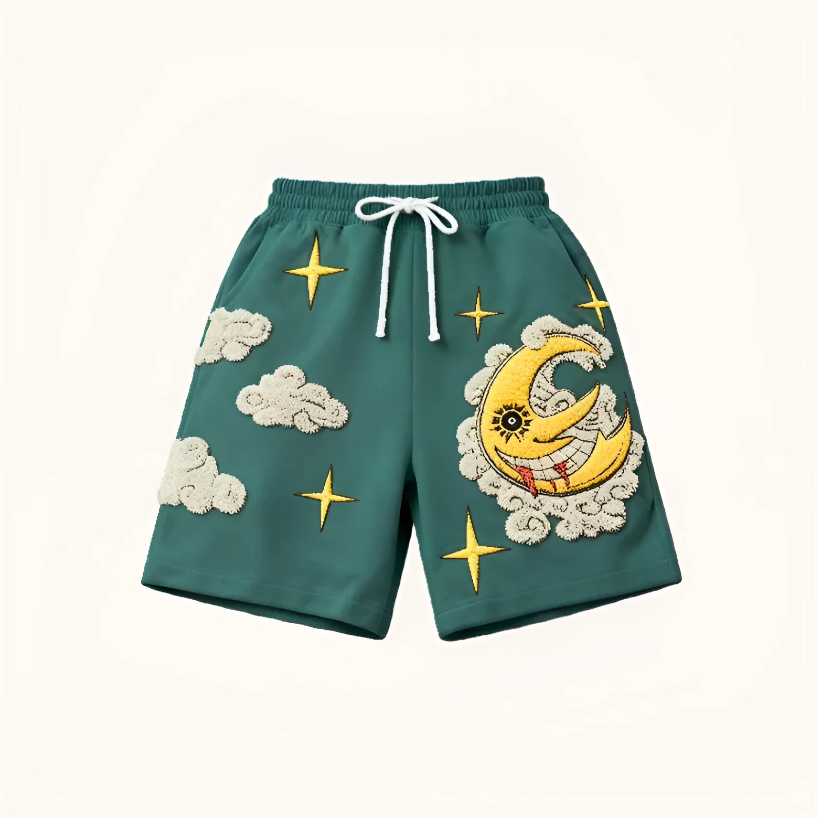 Retro plus size loose knee length sports shorts for women in green and pink, sizes M to 3XL