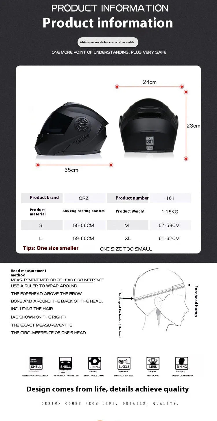 Full face motorcycle helmet in ABS construction with visor, available in matte black and white colour options