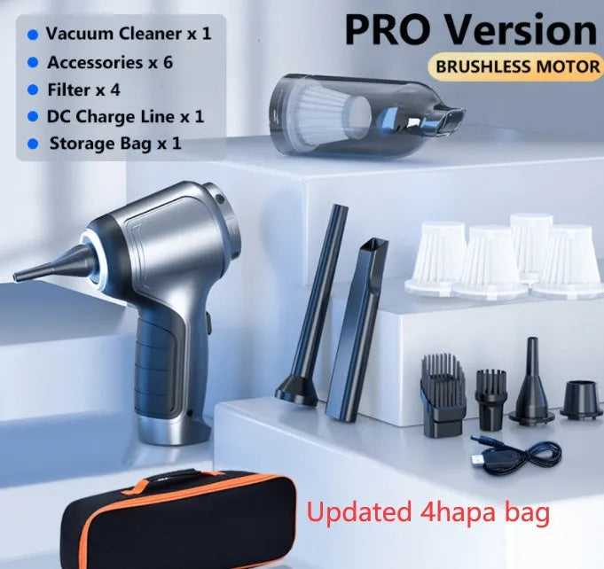 Handheld cordless vacuum cleaner with EVA carrying bag for car and home cleaning