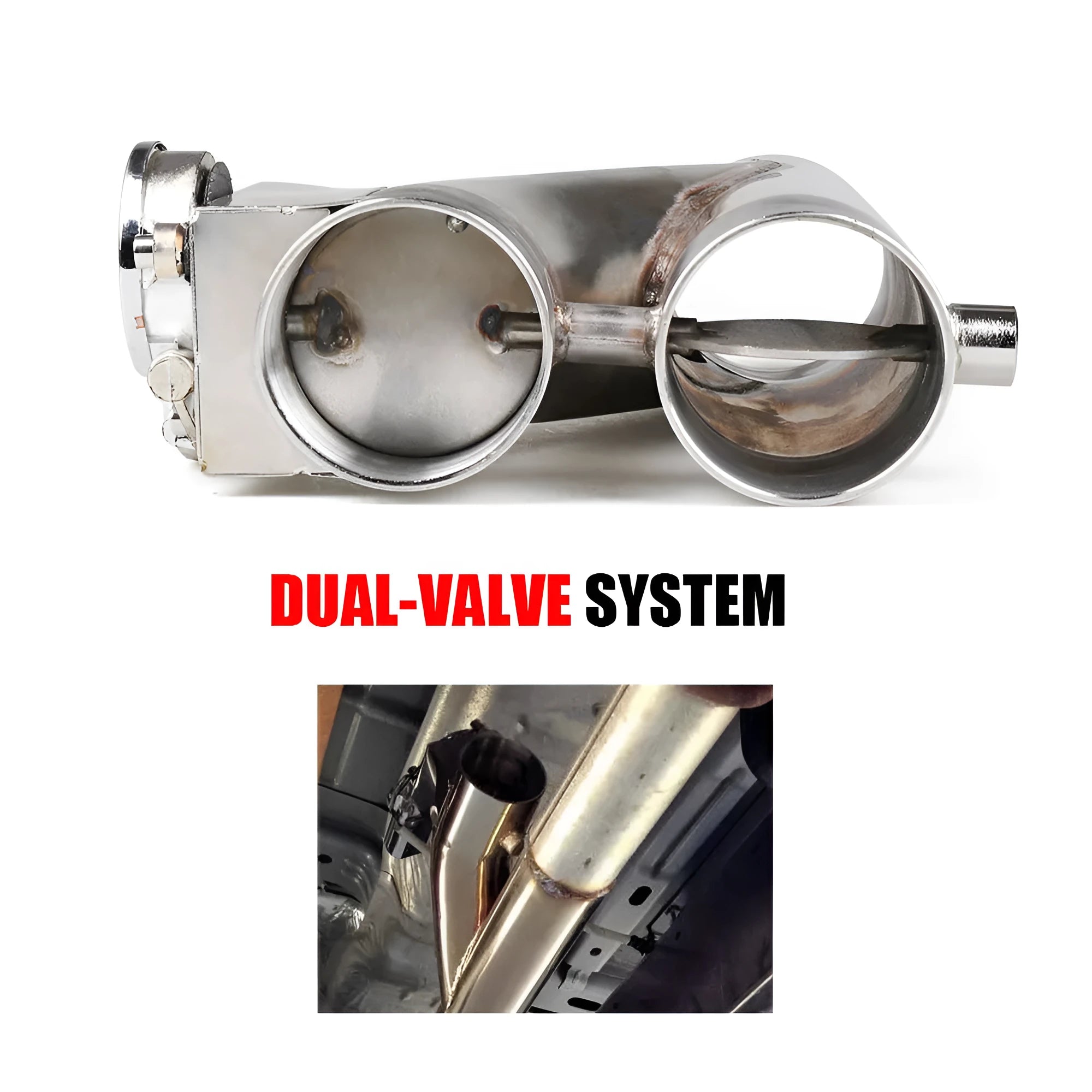 Silver stainless steel electronic control double valve exhaust pipe for car modification, 2-3 inch diameter options