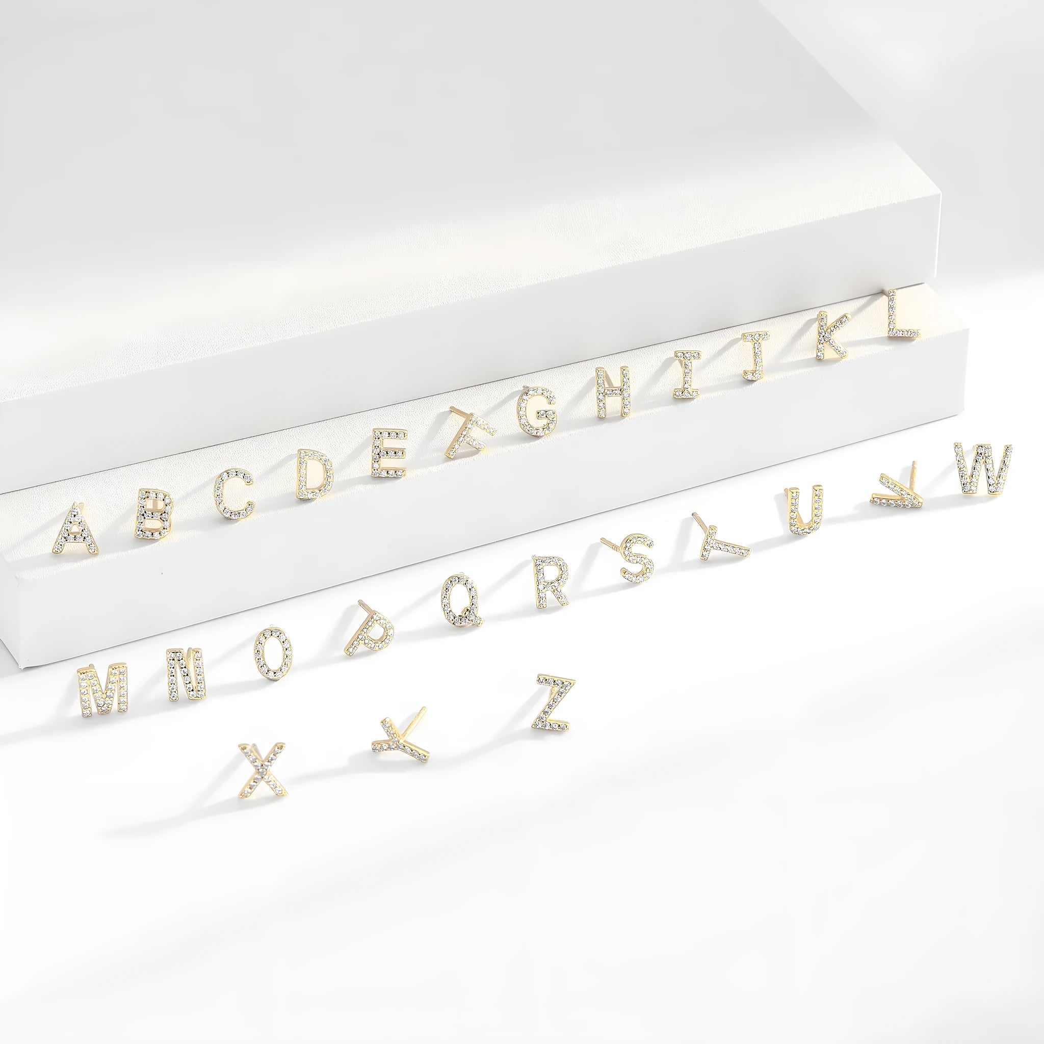 925 silver letter ear studs in gold electroplated finish with initial letter A