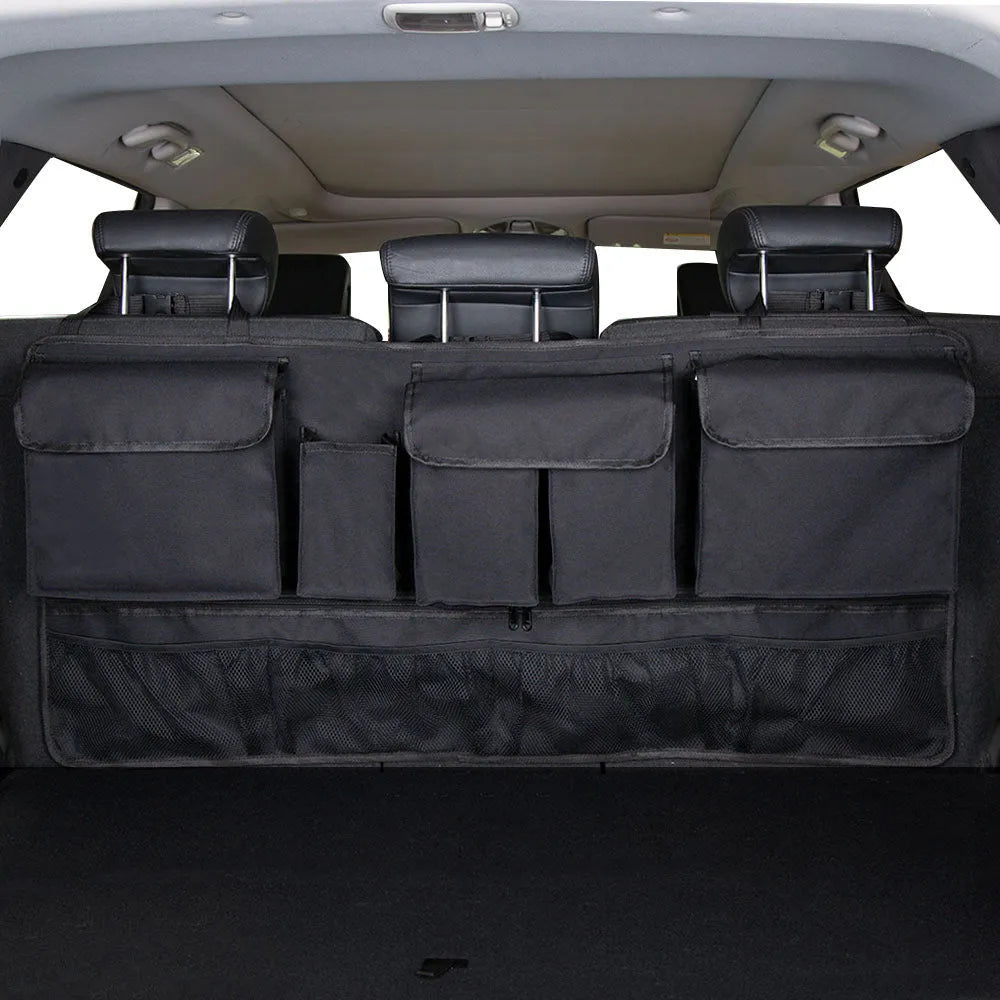 Black car hanging storage bag with carrying handle made from waterproof Oxford cloth