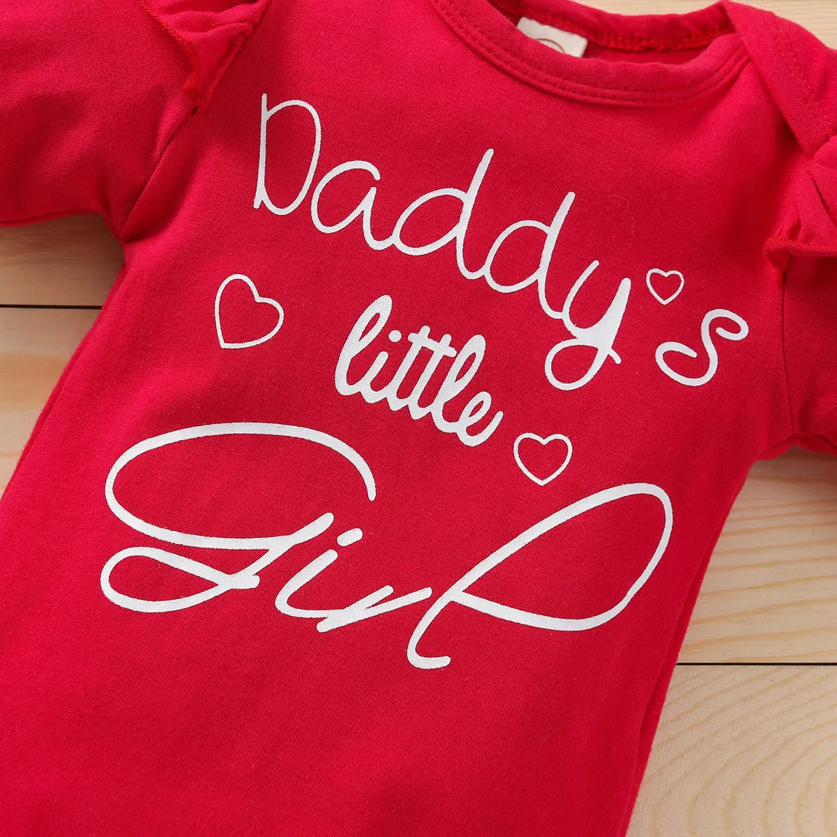 Autumn baby girl long-sleeved alphabet romper suit three-piece set in cotton, sizes 70 to 100cm