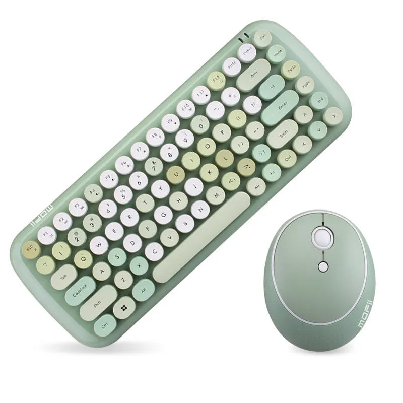 Office Mini Wireless 2.4G keyboard mouse set in five colours with compact 84-key layout and six-button mouse